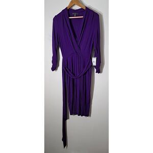 Adrianna papell womens size 6 faux wrap dress stretch purple $129